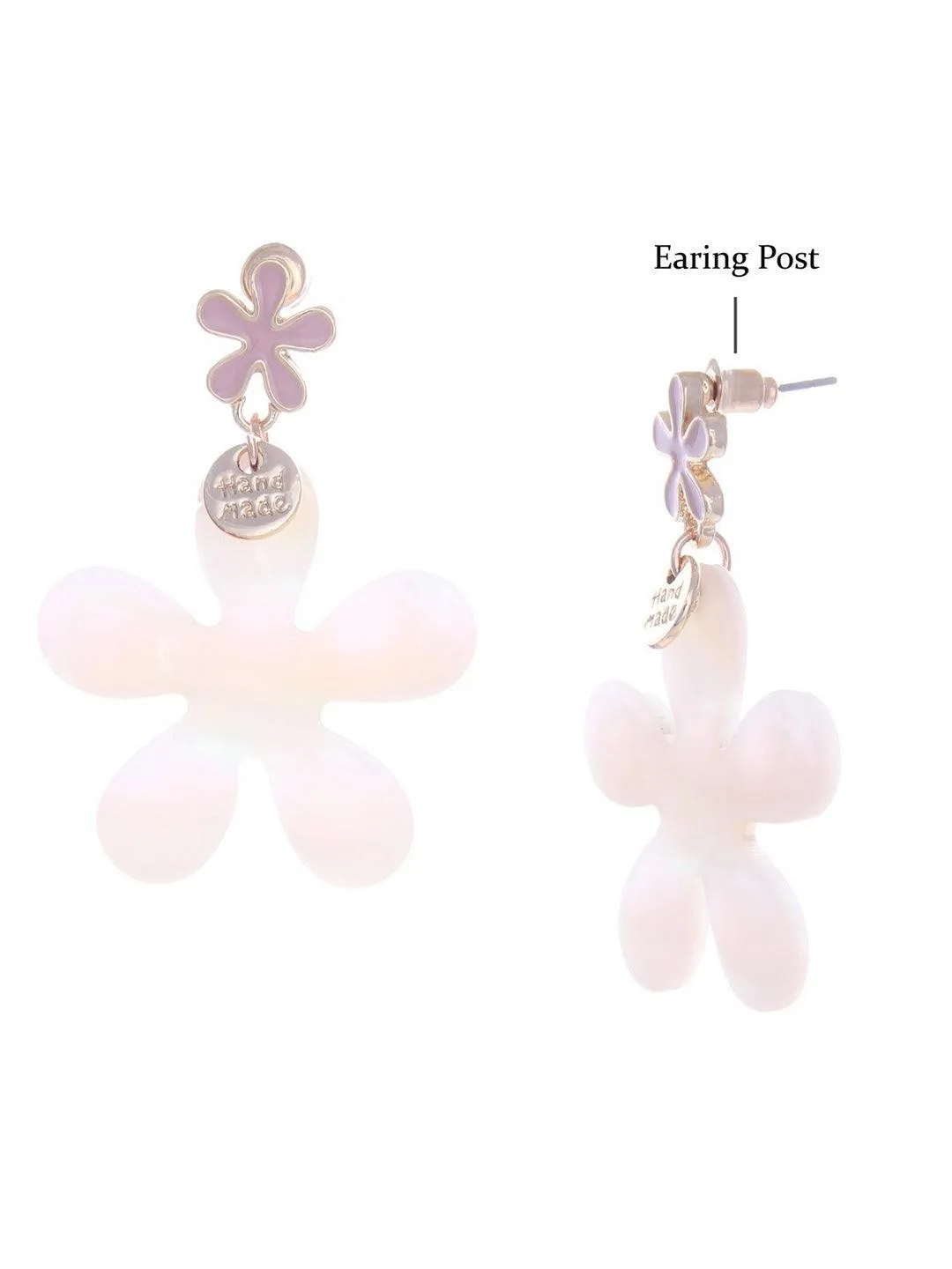 White Flower Earrings Grey