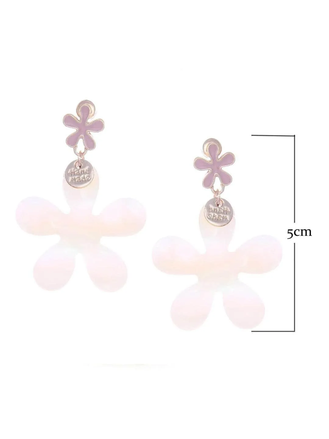 White Flower Earrings Grey