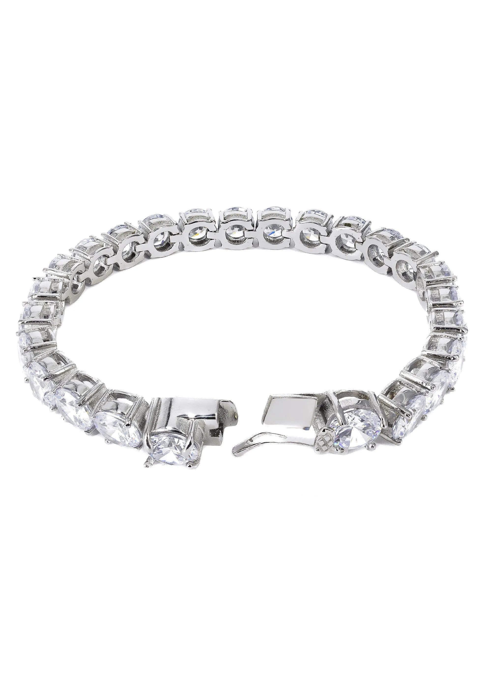 White Gold Plated Mens Tennis Bracelet