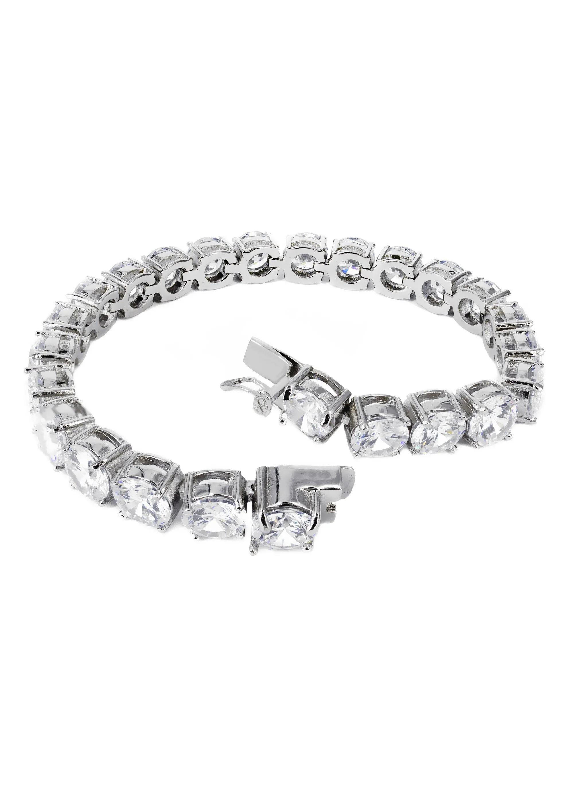 White Gold Plated Mens Tennis Bracelet