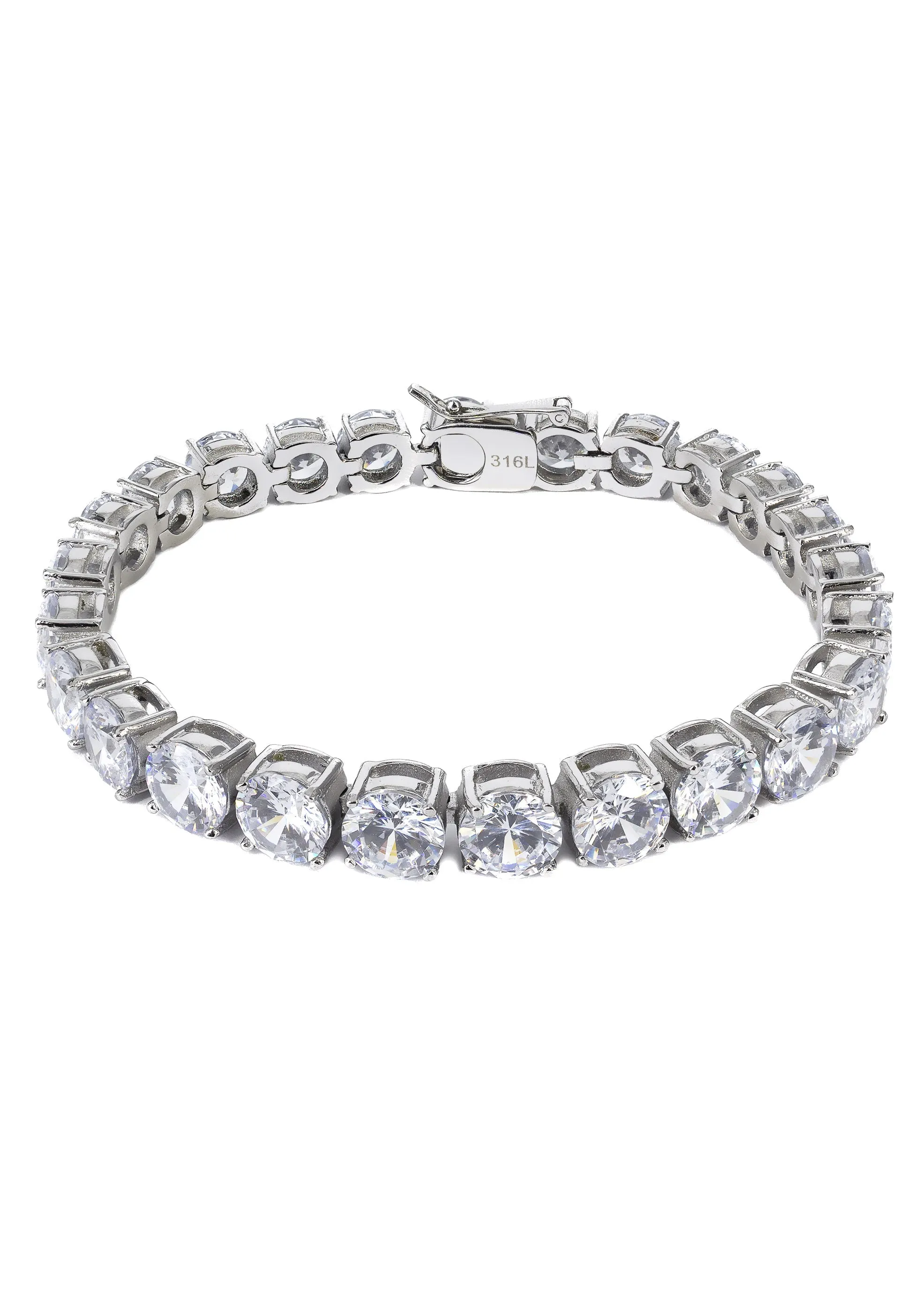 White Gold Plated Mens Tennis Bracelet