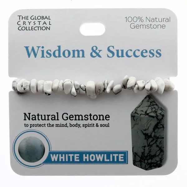 White Howlite Natural Gem Bracelet - 'Wisdom & Success'