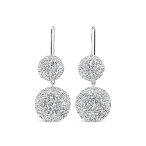 White Sapphire Double Ball Earrings