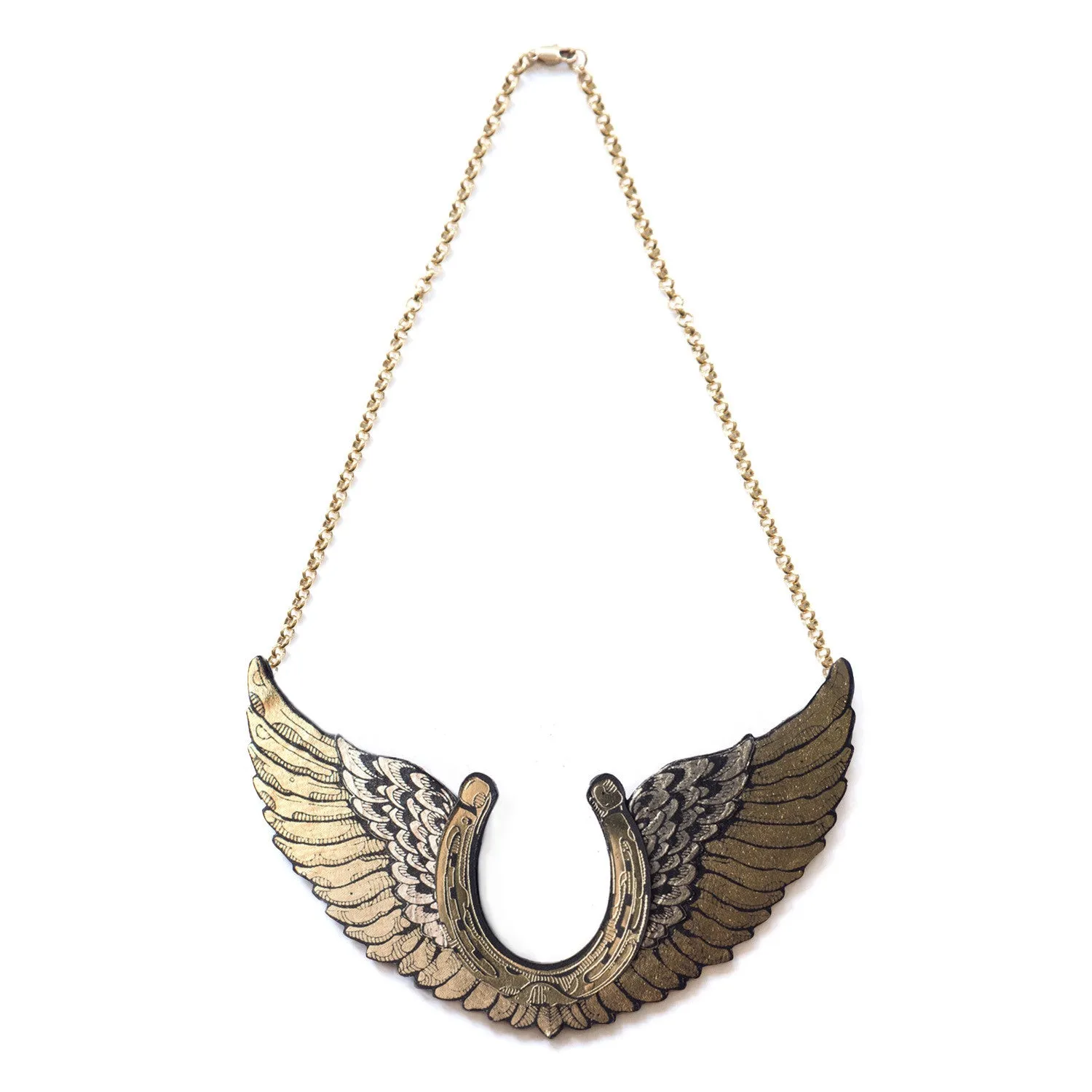 WINGED HORSESHOE . necklace