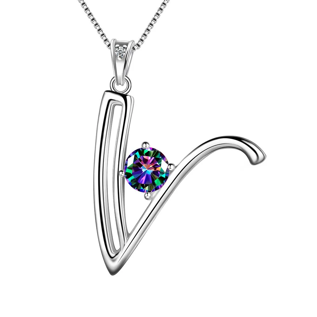 Women Initial V Letter Pendant Necklace Girl Name Jewelry Gift 925 Sterling Silver