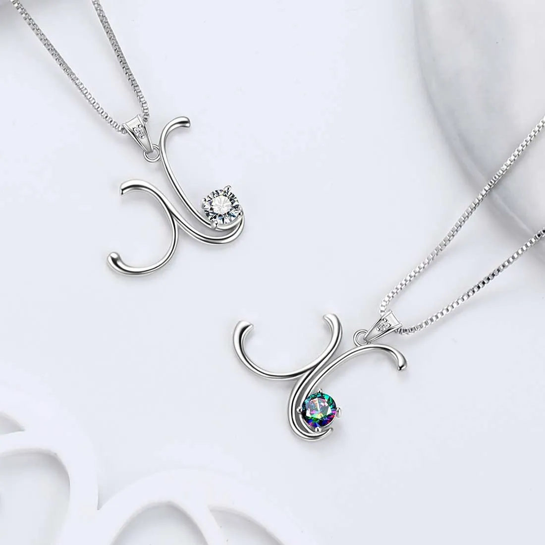 Women Initial X Letter Pendant Necklace Girl Name Jewelry Gift 925 Sterling Silver