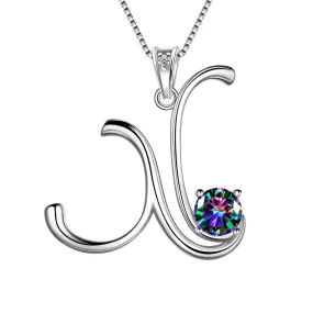 Women Initial X Letter Pendant Necklace Girl Name Jewelry Gift 925 Sterling Silver