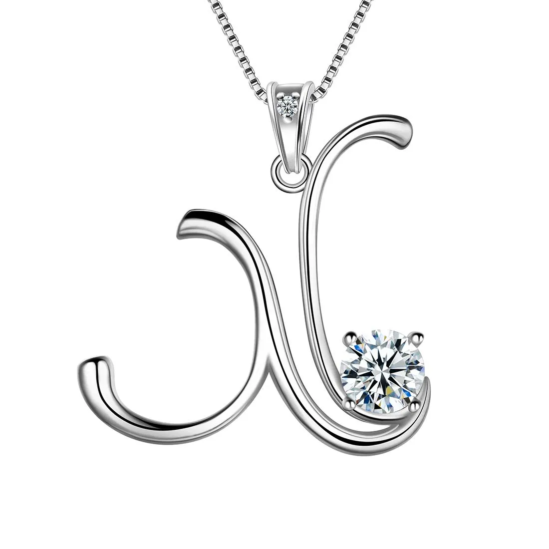 Women Initial X Letter Pendant Necklace Girl Name Jewelry Gift 925 Sterling Silver