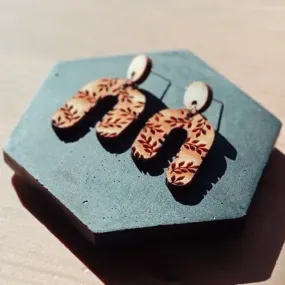 Wood Plant Patterned Earrings