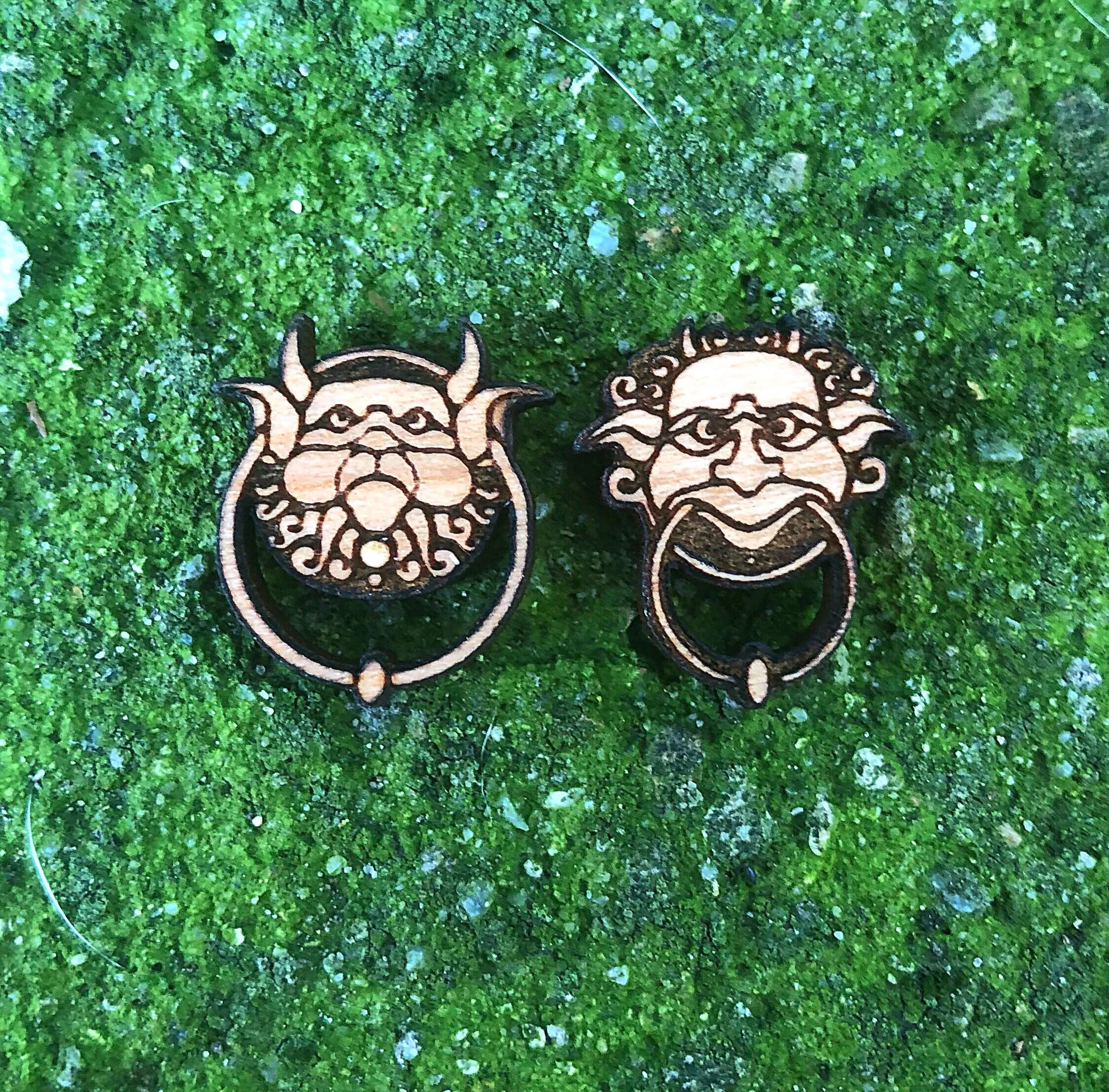 Wooden Labyrinth knockers Inspired Stud Earrings