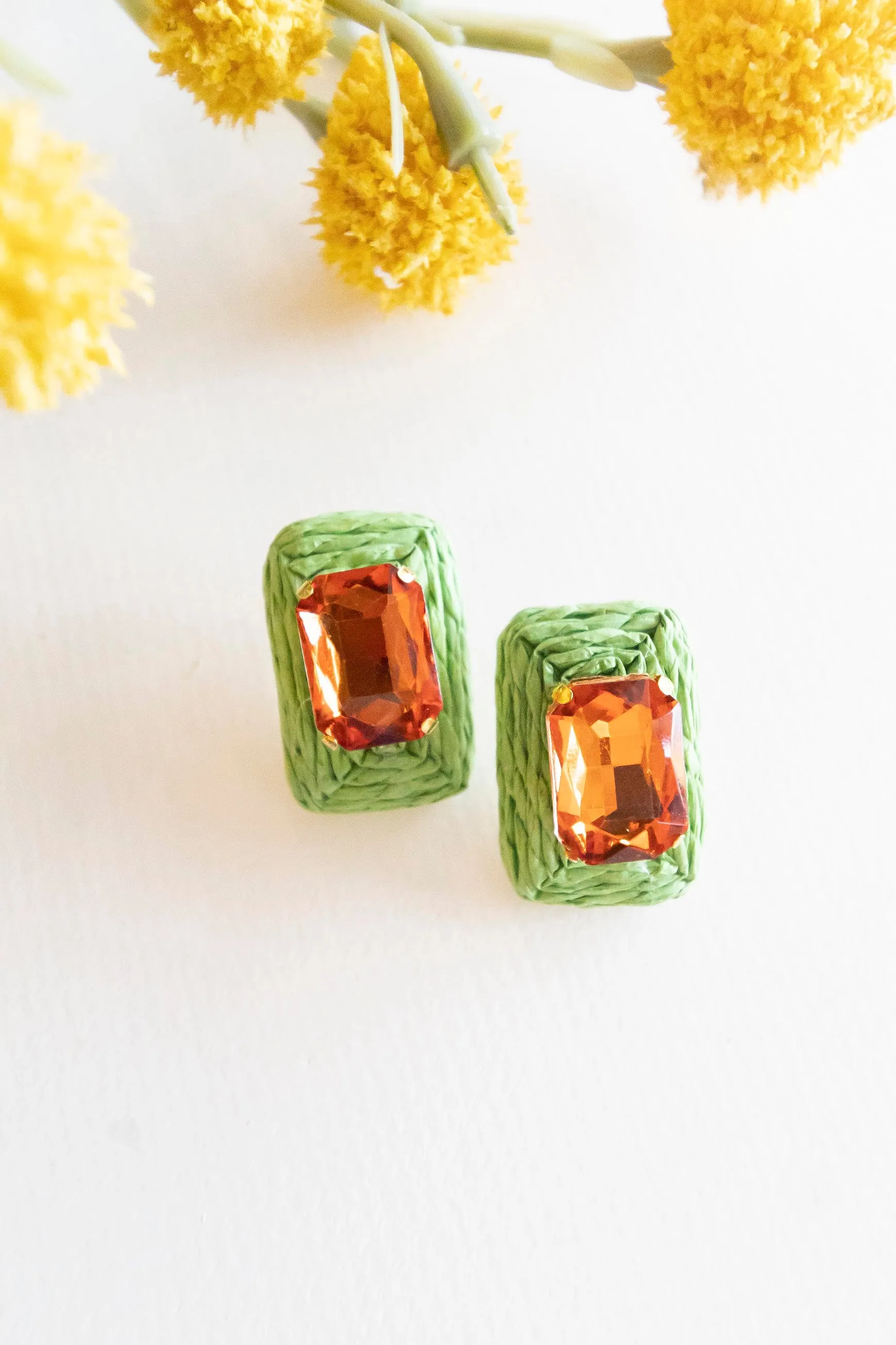 Zoey Raffia Earrings | Colorful Spring Summer Accessories | Textured Crystal Stud Earrings